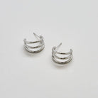 Silver Triple Arc Hoop Earrings