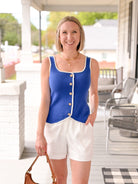 Rose & Lee Co Leanna Tank, Blue/White Tanks