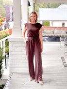 Espresso Brown Modal Short Sleeve Jumpsuit