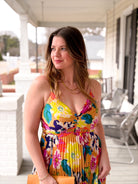 spaghetti strap colorful floral dress 