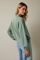 Green Quarter Zip Up Pullover