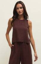 brown linen tank