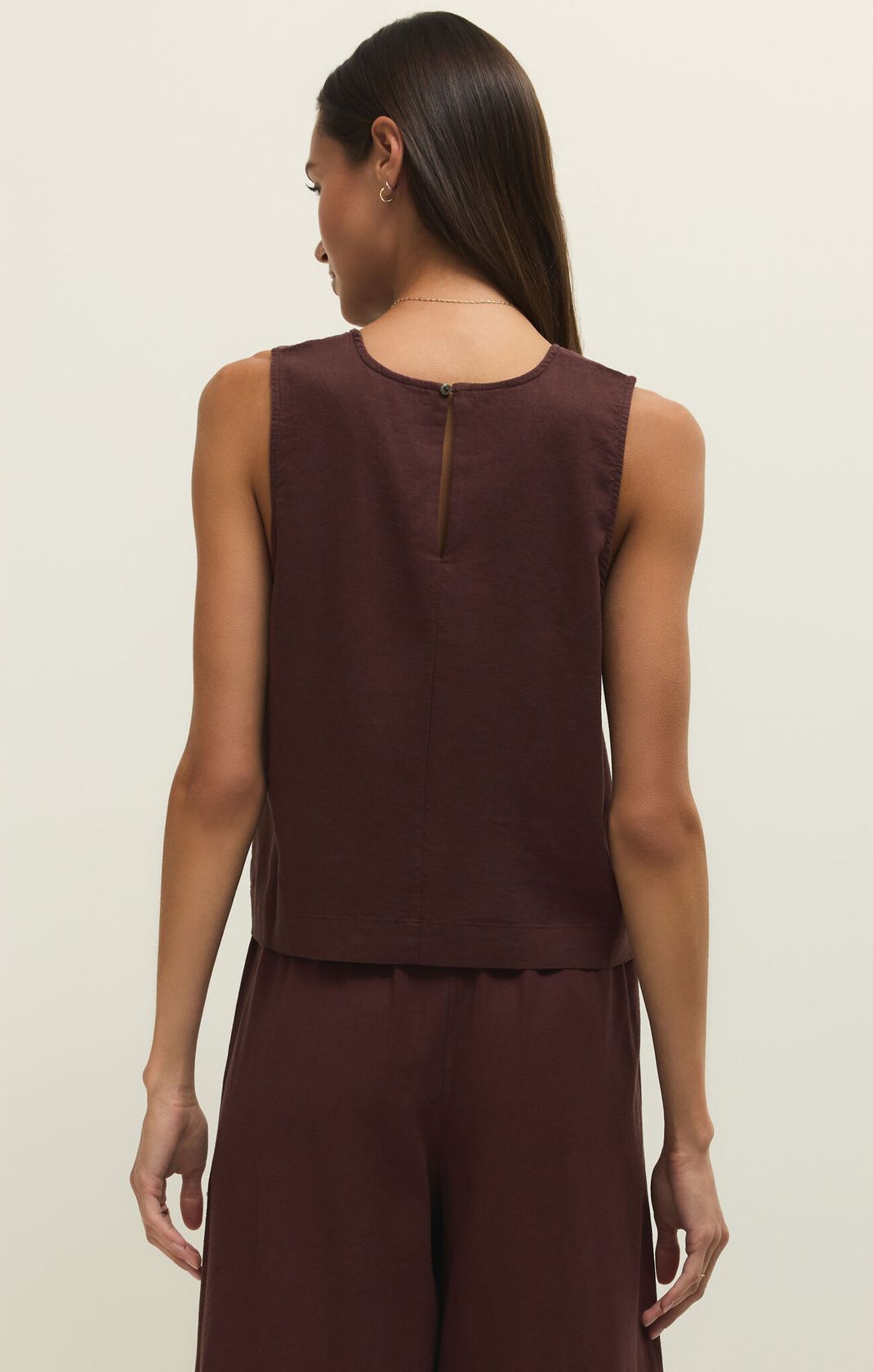 brown linen tank