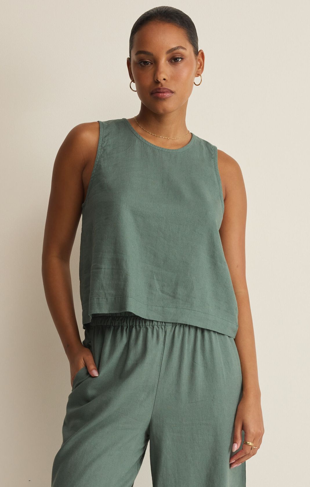 Rose & Lee Co Sloane Linen Tank, Everglade by Z Supply Tanks