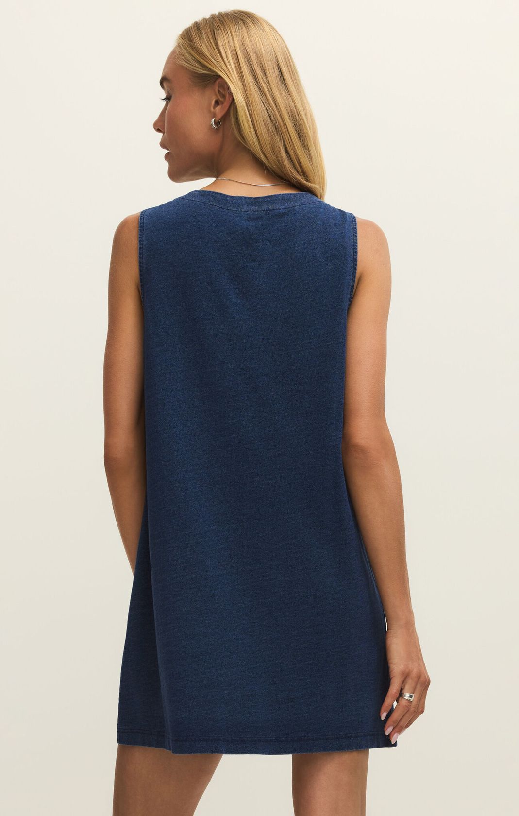 Indigo Blue Sleeveless V-Neck Mini Dress