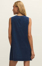 Indigo Blue Sleeveless V-Neck Mini Dress