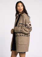Aztec Taupe Long Sleeve Cardigan