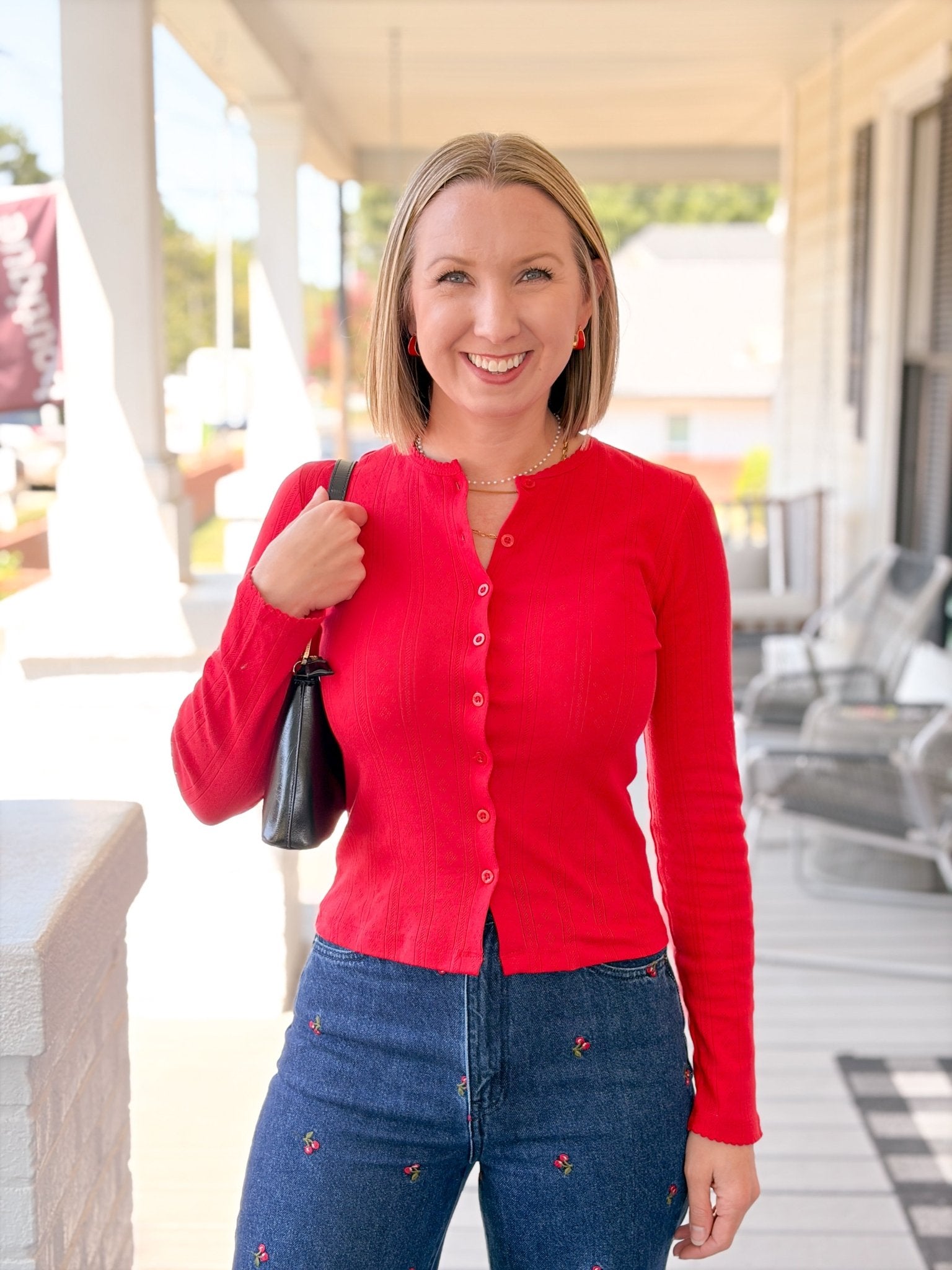 Rose & Lee Co Stargazer Cardigan, Cherry Bomb Long Sleeve