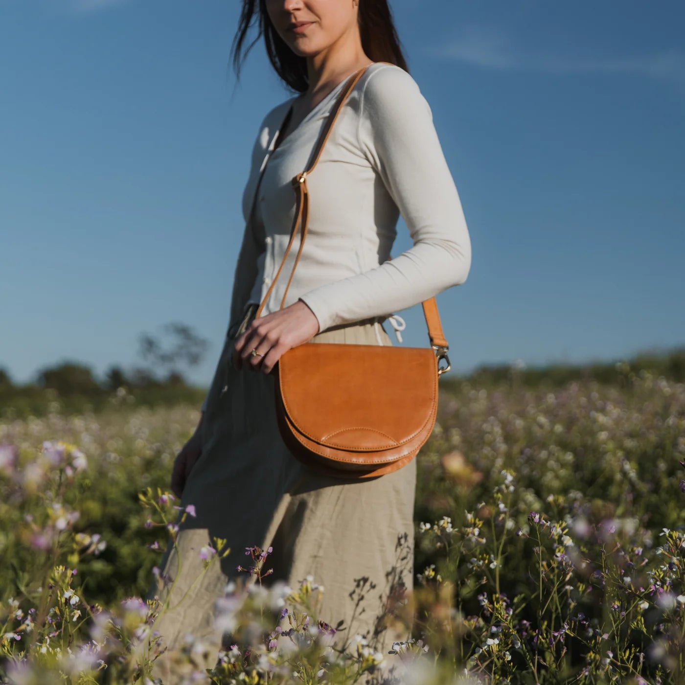 Rose & Lee Co Stella Saddle Bag, Camel Bags
