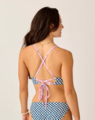 Floral/Checkered Reversible Bikini Top