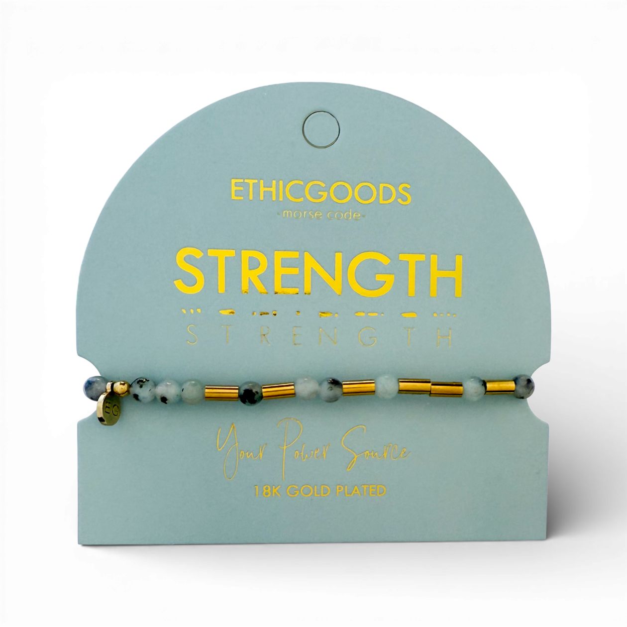 Strength Morse Code Pearl & Stone Beaded Bracelet