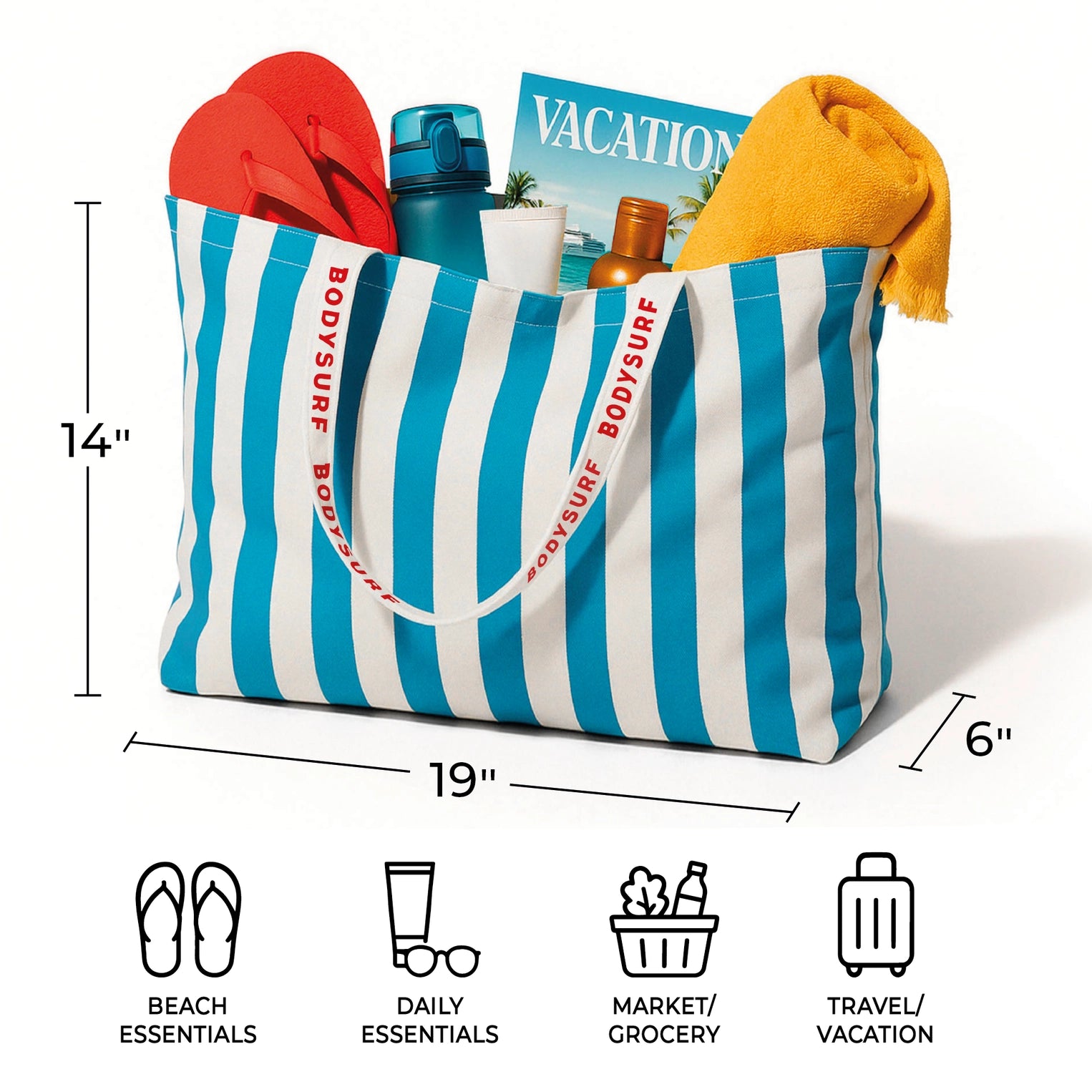 Rose & Lee Co Organic Cotton Beach Bag, Assorted unknown