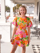 Multi-Colored Floral Mini Dress