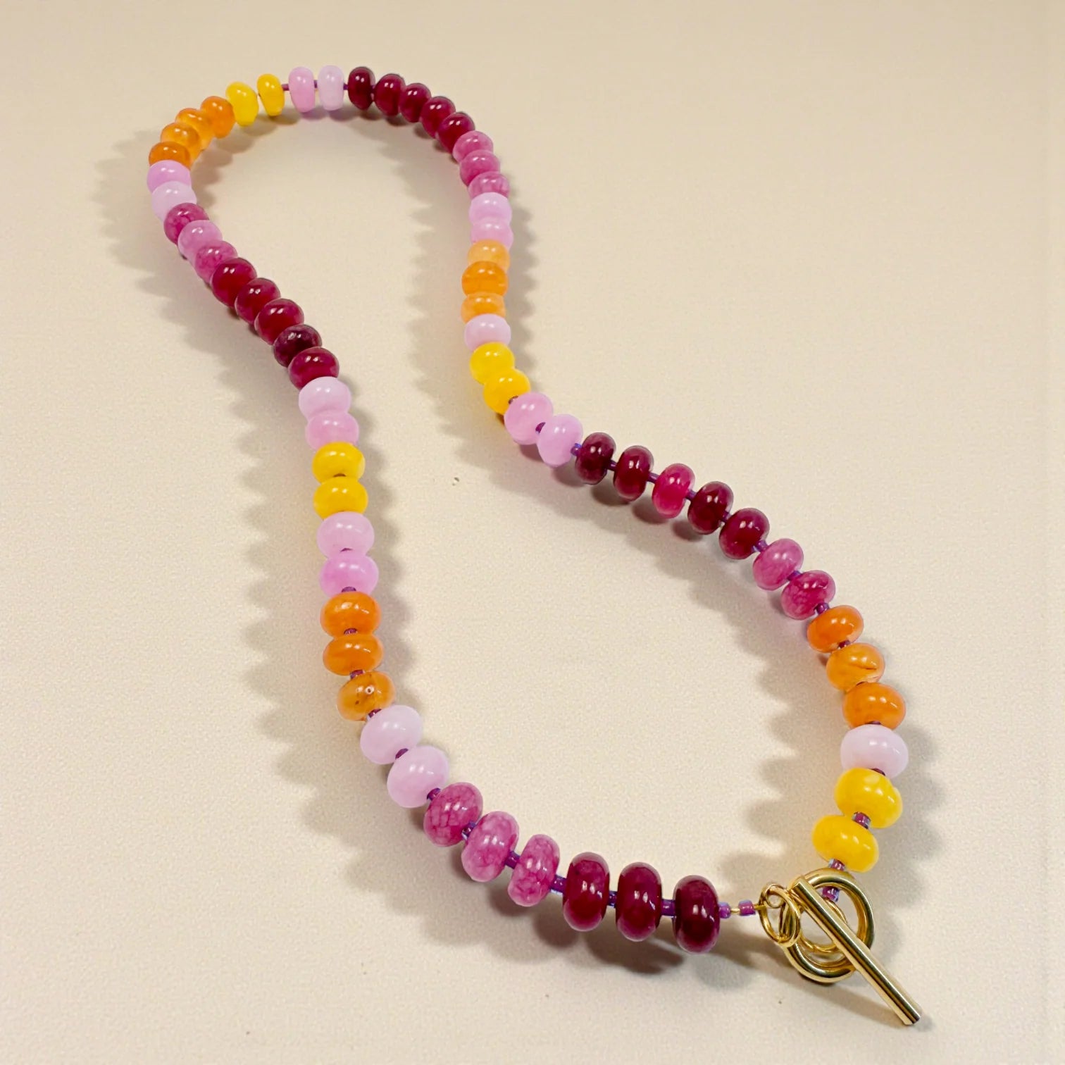 Rose & Lee Co Bold Gemstone Beaded Necklace, Sunset Necklaces