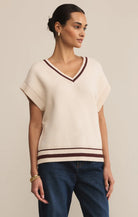 Ivory Varsity Knit Sweater Vest