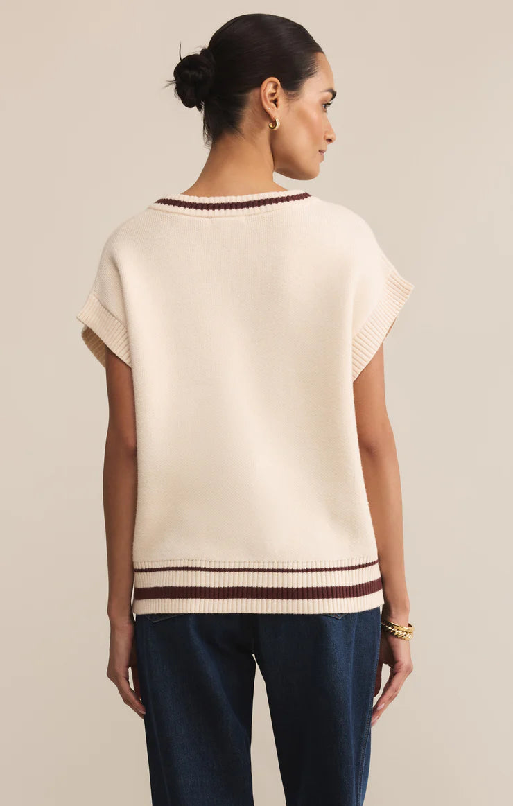 Ivory Varsity Knit Sweater Vest