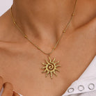 Rose & Lee Co Taiyo Boho Sun Necklace, 18k Gold Necklaces