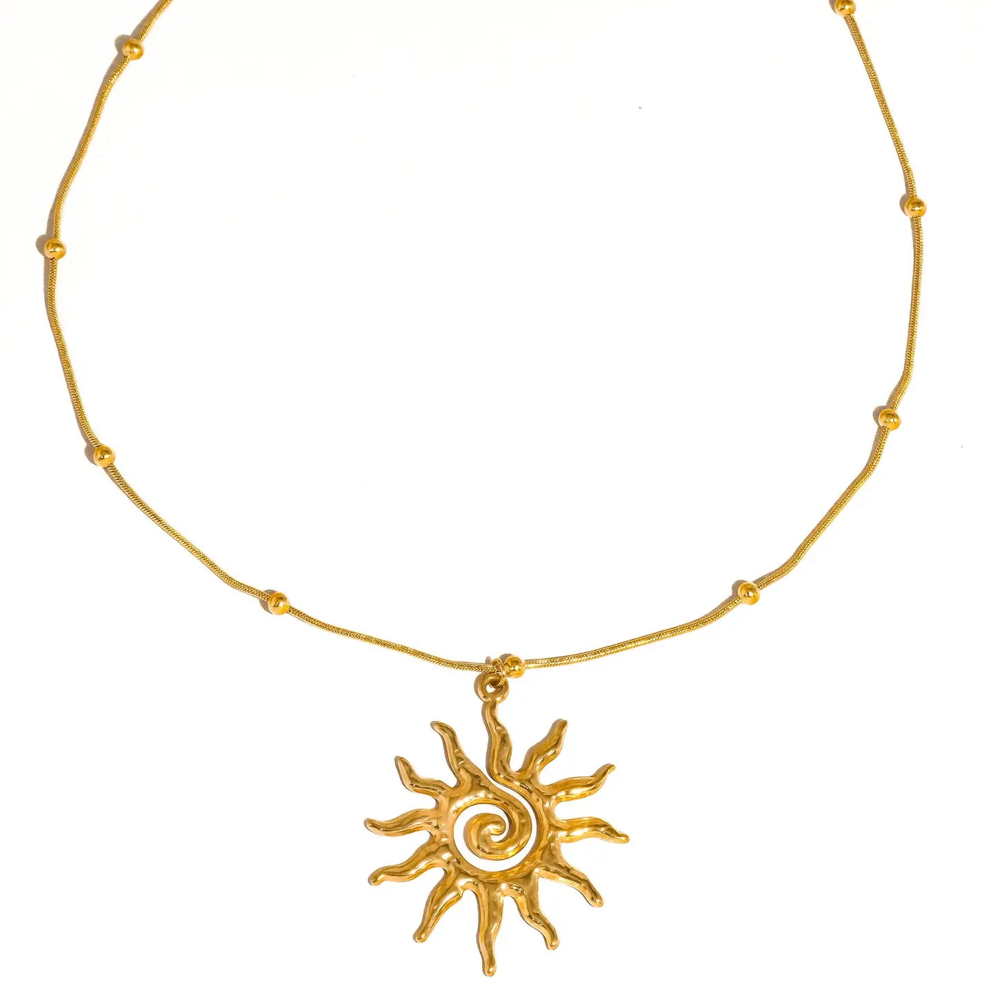 Rose & Lee Co Taiyo Boho Sun Necklace, 18k Gold Necklaces