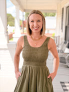 Rose & Lee Co Tessa Dress, Olive by Marine Layer Casual Dresses