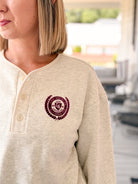 Rose & Lee Co The Brushed Fleece Henley, Oatmeal by Good American Sweatshirt & Hoodies