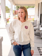 Rose & Lee Co The Brushed Fleece Henley, Oatmeal by Good American Sweatshirt & Hoodies