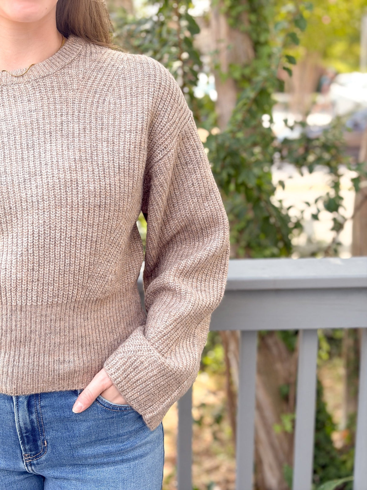 Rose & Lee Co The Chunky Knit Sweater, Dusk by Good American Sweaters