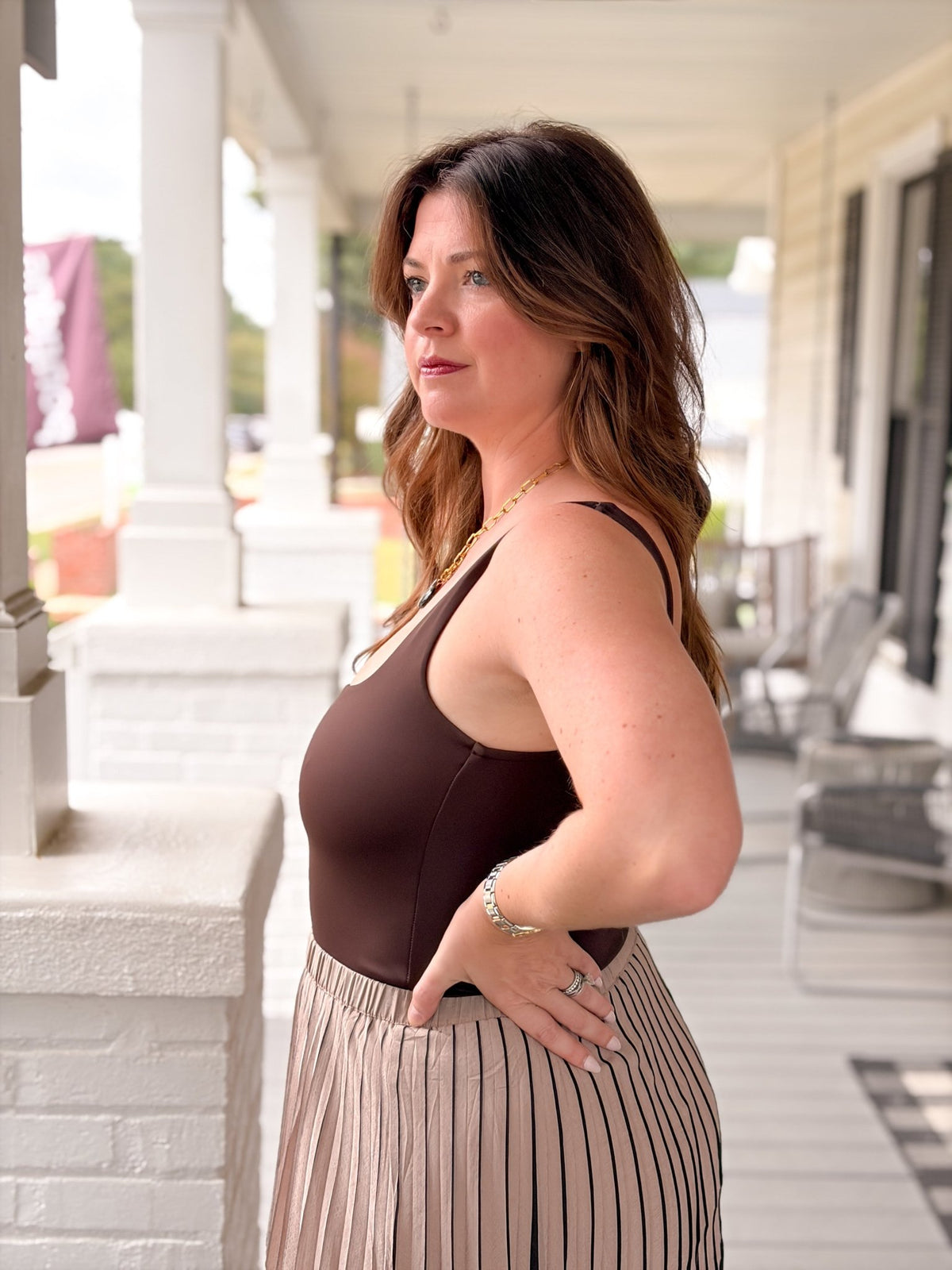 Rose & Lee Co The Sculpting Modern Tank, Espresso by Good American Tanks