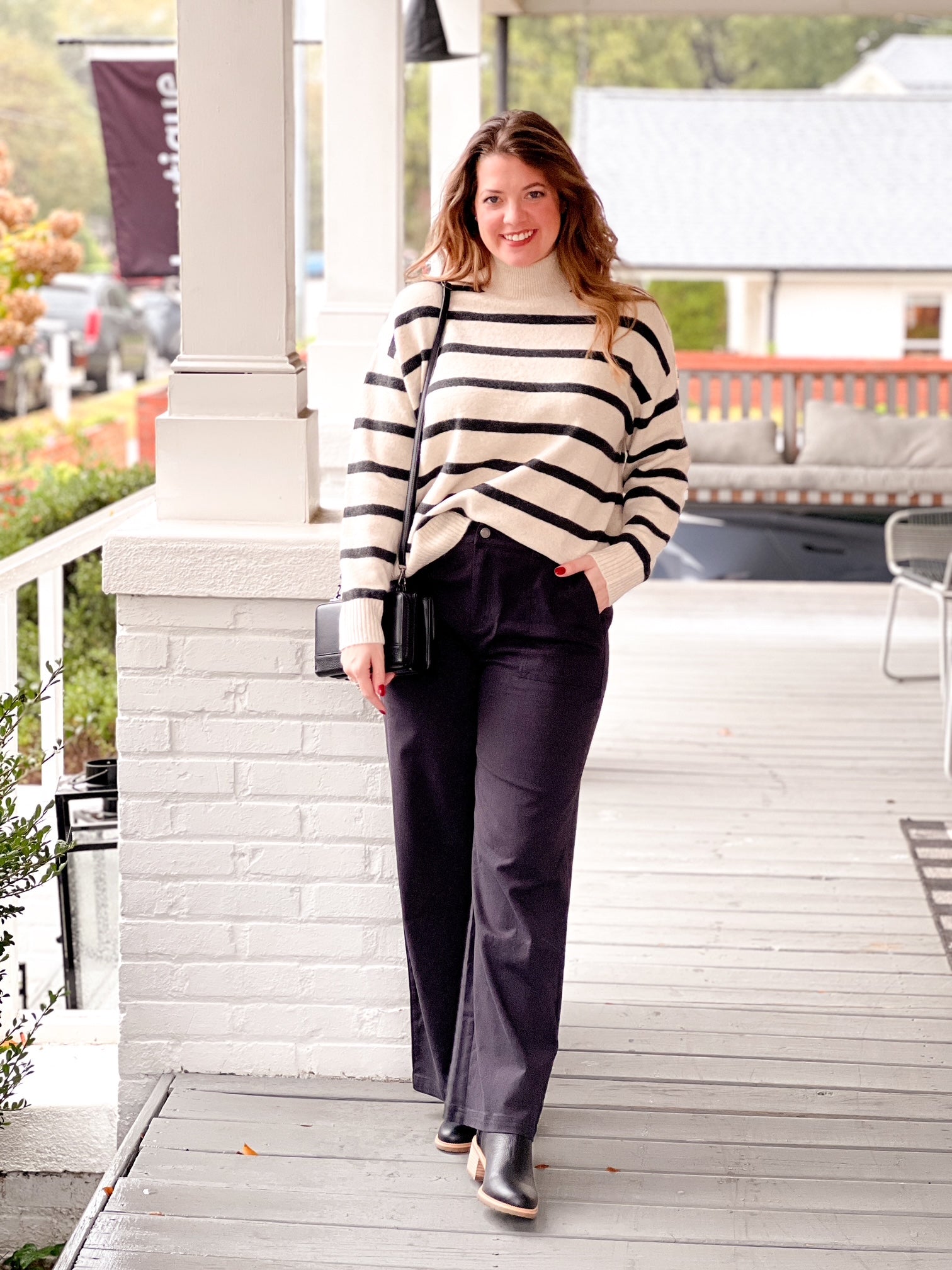 Black Wide Leg Twill Pants