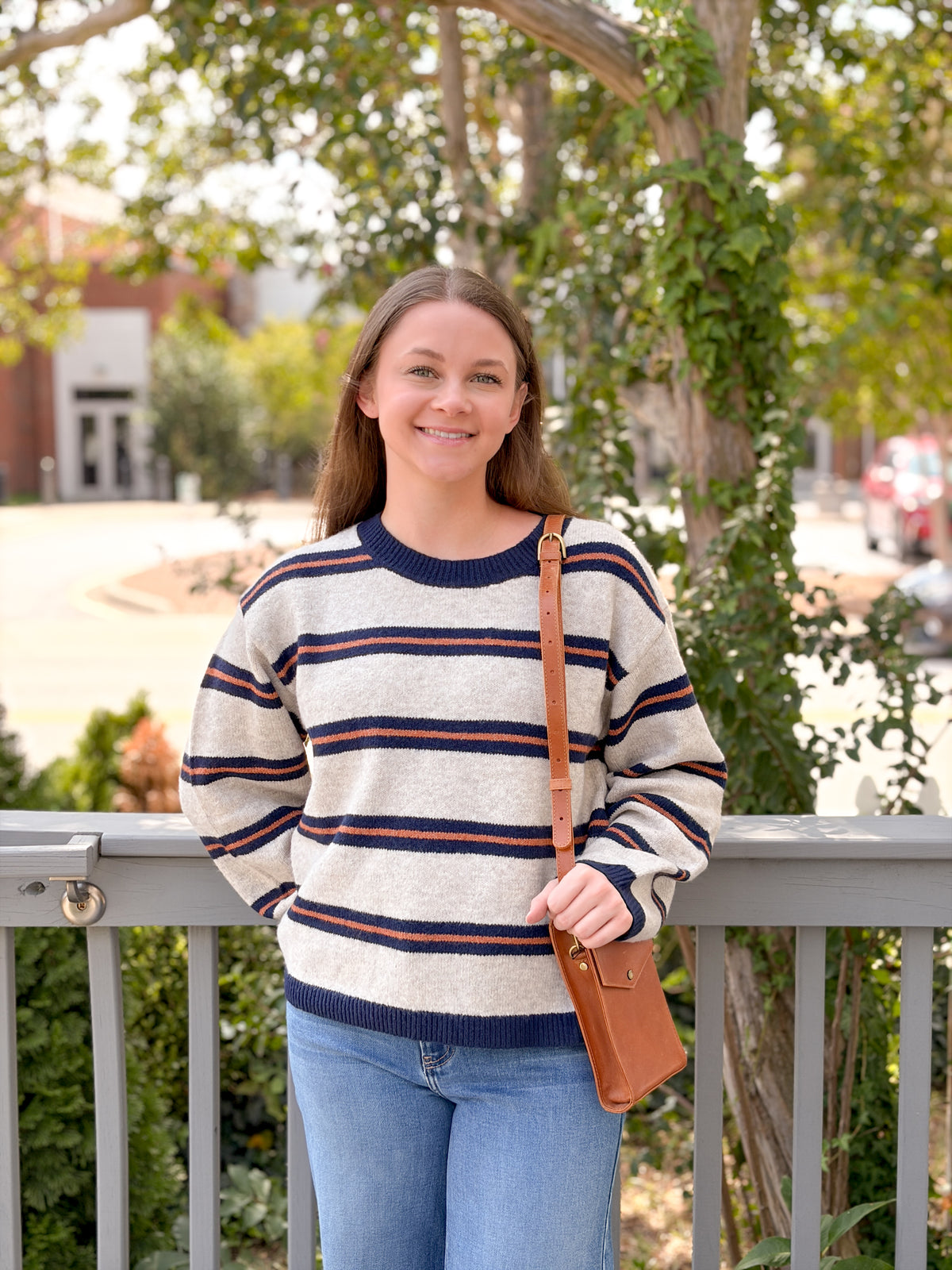 Rose & Lee Co Tiber Sweater, Navy/Rust Multi Sweaters