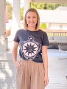 short sleeve top with mystical tiger pattern