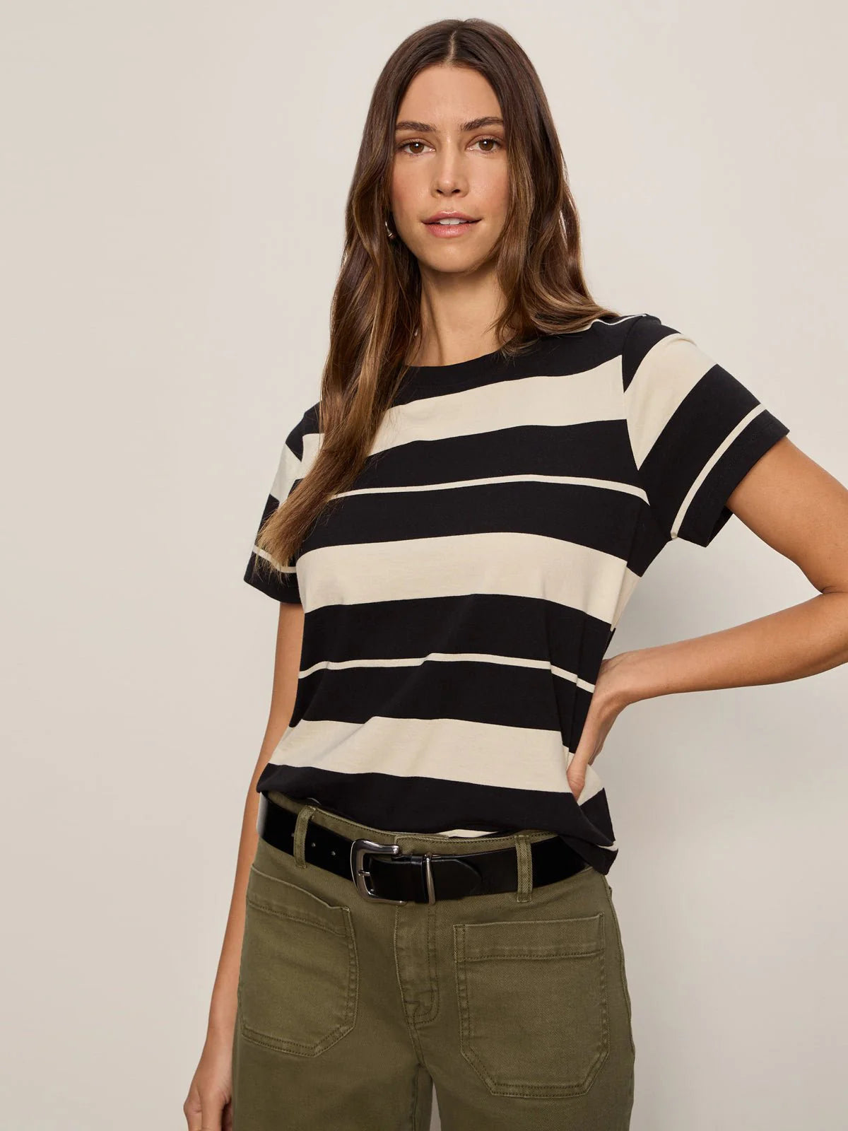 black and white striped tee