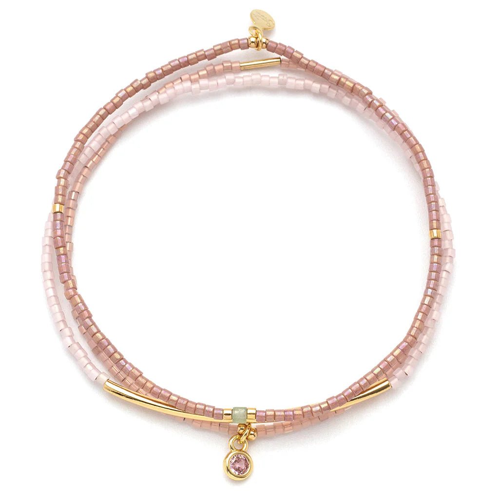 Rose & Lee Co Tonal Chromacolor Miyuki Trio Bracelet, Blush/Gold Bracelets