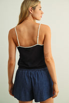 Rose & Lee Co Trace Top, Navy/Ivory Stripe short sleeve