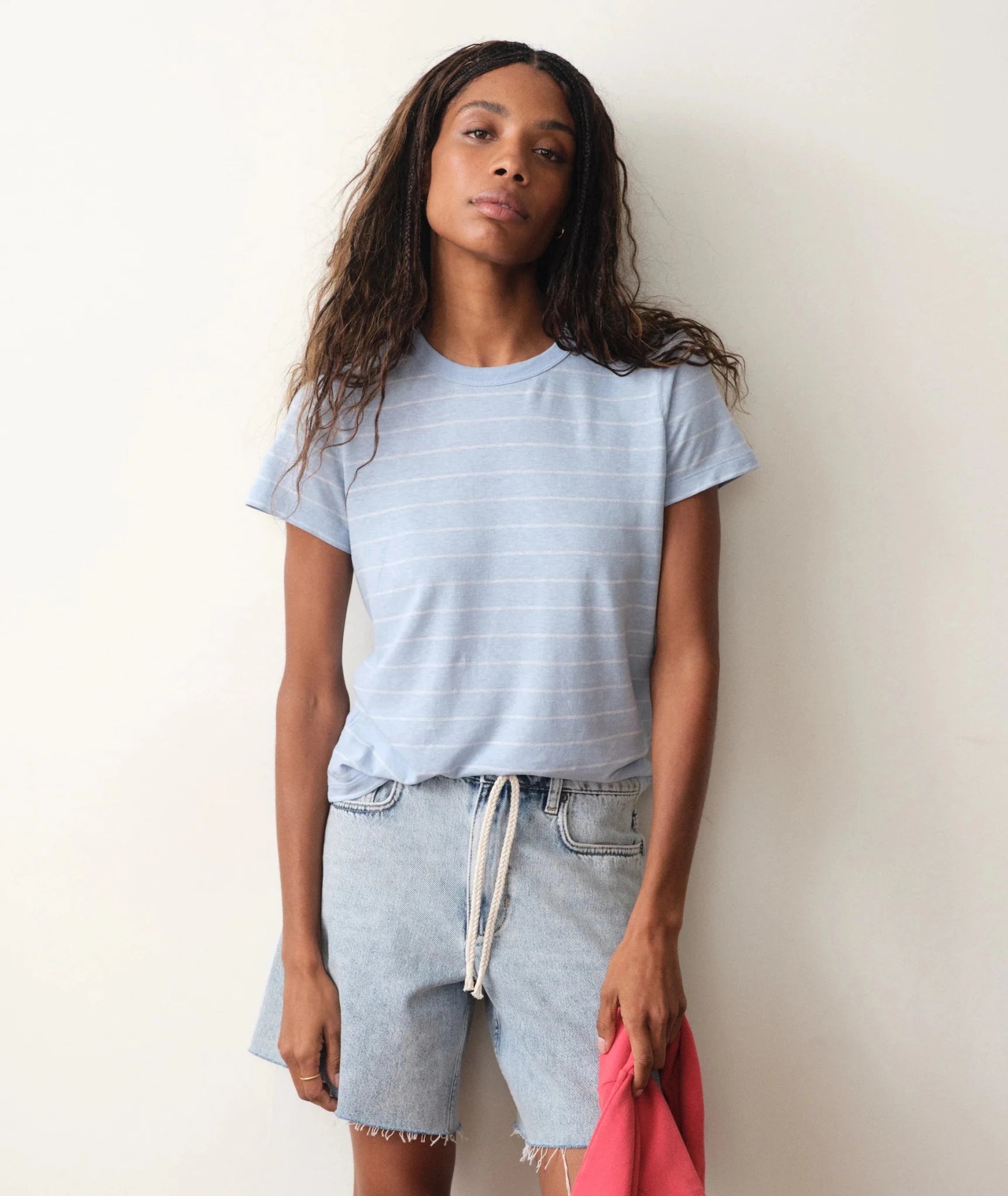 Rose & Lee Co Tried & True Tee, Soft Chambray by Marine Layer short sleeve