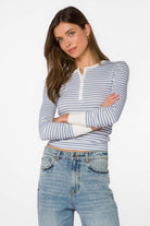 Blue/White Striped Long Sleeve Top