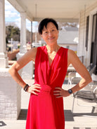 Red Sleeveless Event Maxi Dress