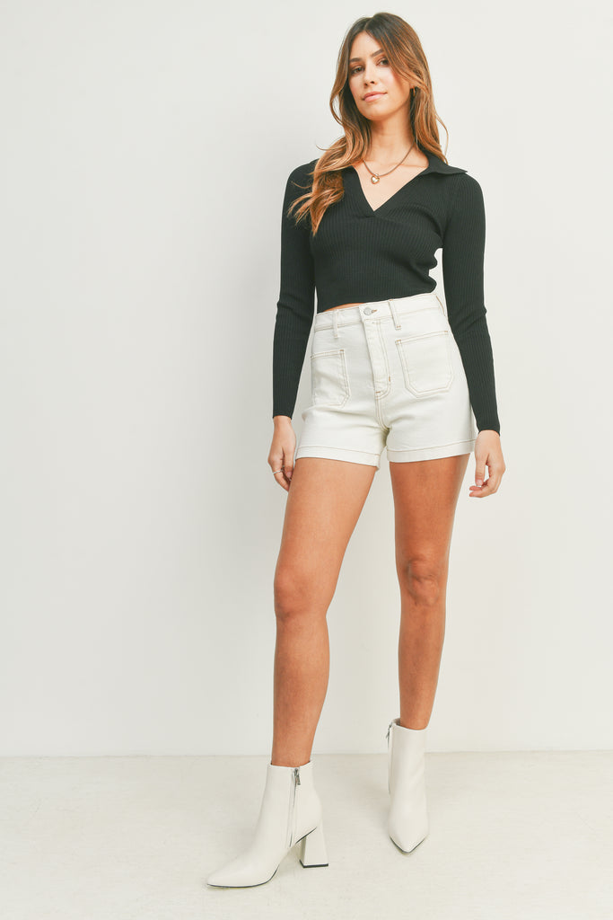High Rise Off White Denim Shorts Apex Ethical Boutique