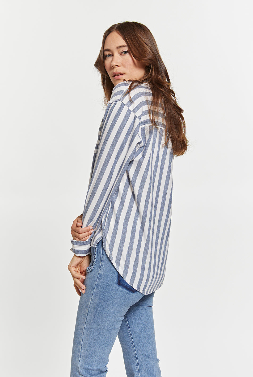Blue Striped Long Sleeve Top Apex Ethical Boutique