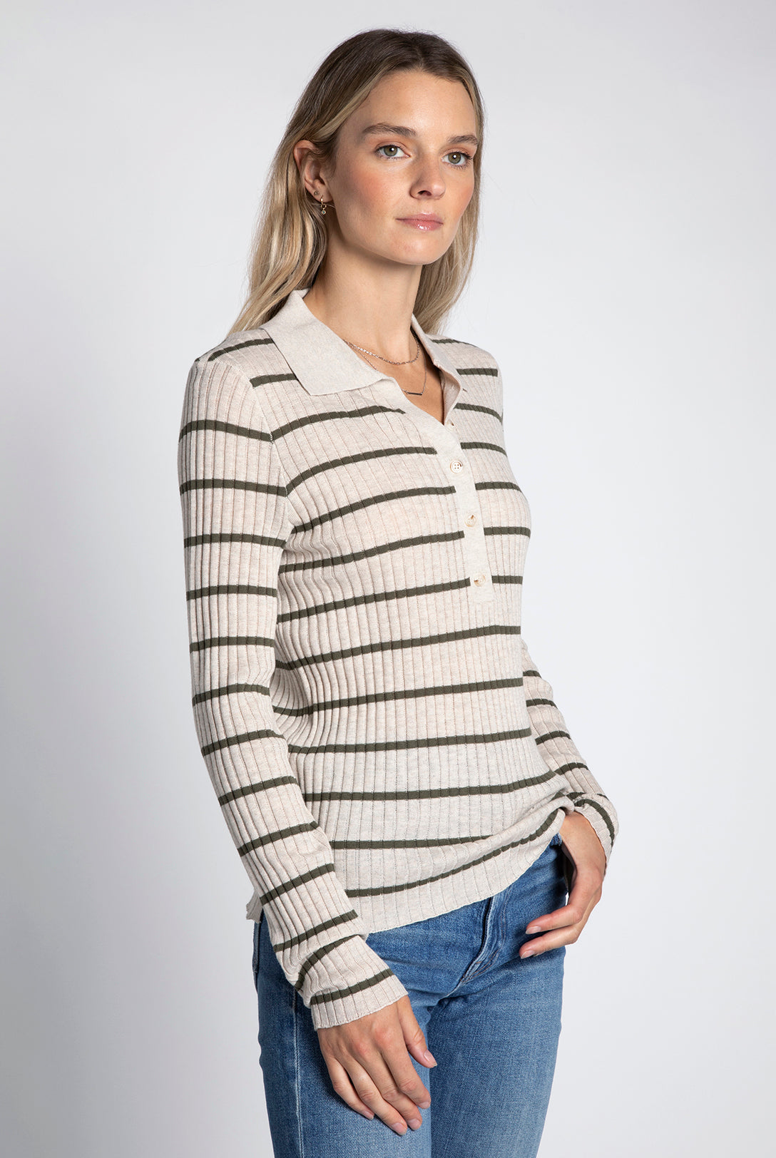 Ivory/Olive Long Sleeve Top Apex Ethical Boutique