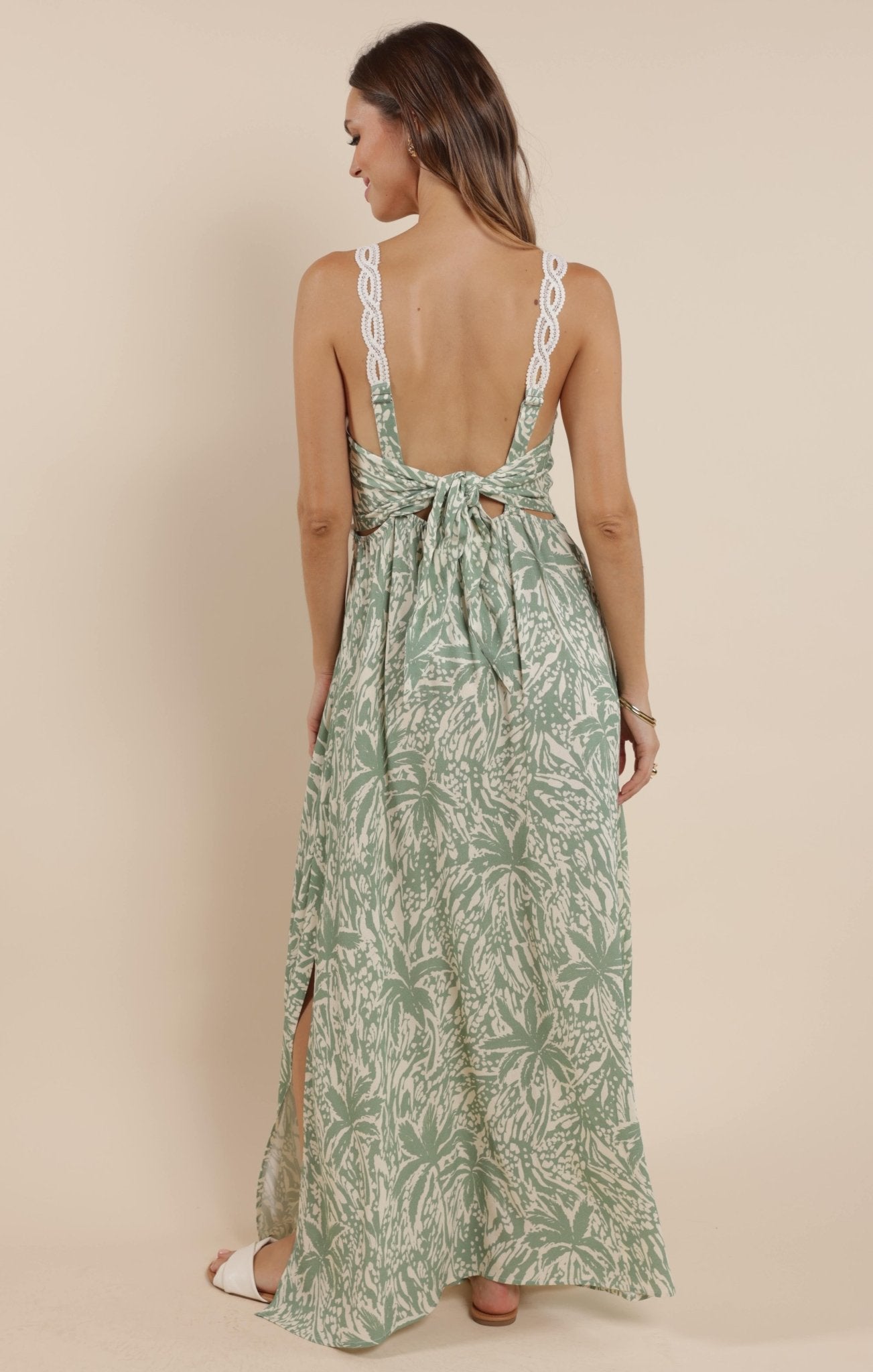 Rose & Lee Co Kalani Palm Whispers Dress, Sage/Cream unknown