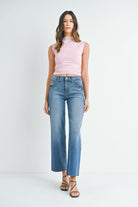Rose & Lee Co Slim Palazzo Jeans, Medium Denim Denim