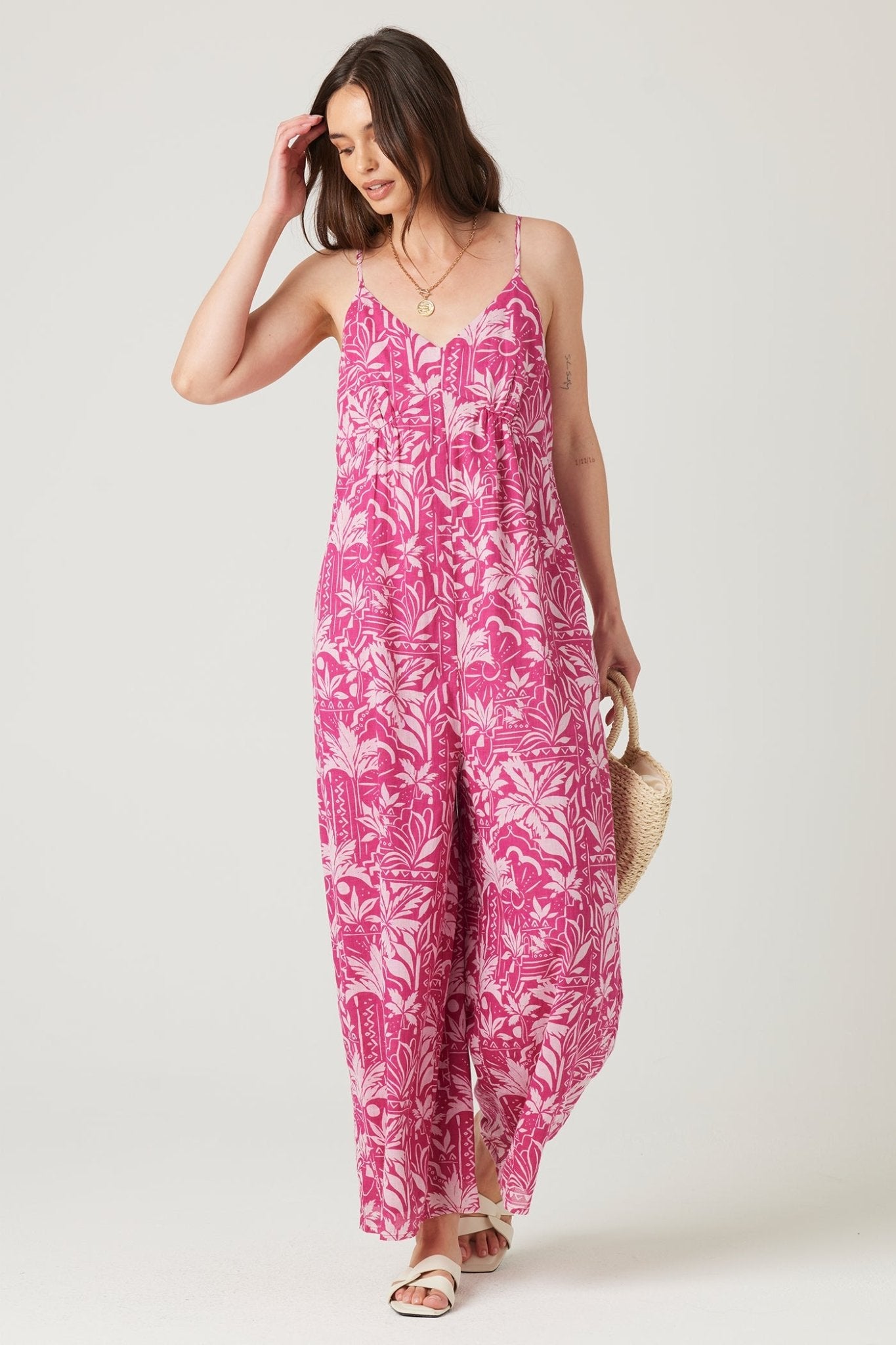 Rose & Lee Co Arnaz Jumpsuit, Bright Fuchsia unknown