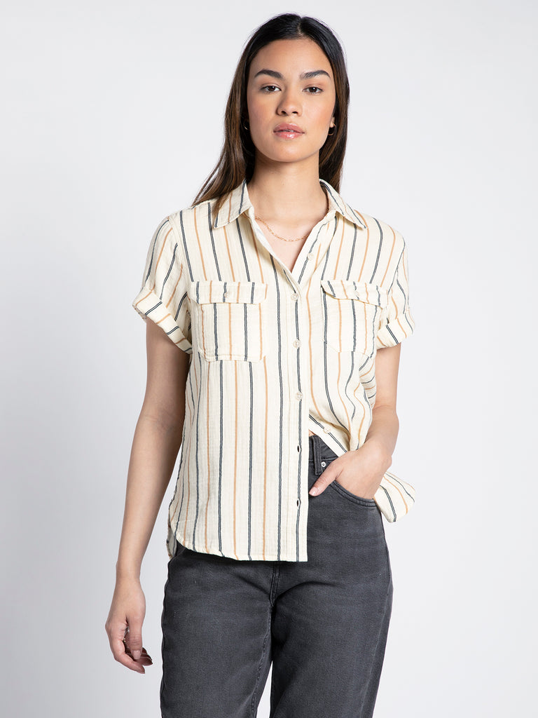 Multi Colored Striped Short Sleeve Top Apex Ethical Boutique