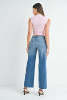 Rose & Lee Co Slim Palazzo Jeans, Medium Denim Denim