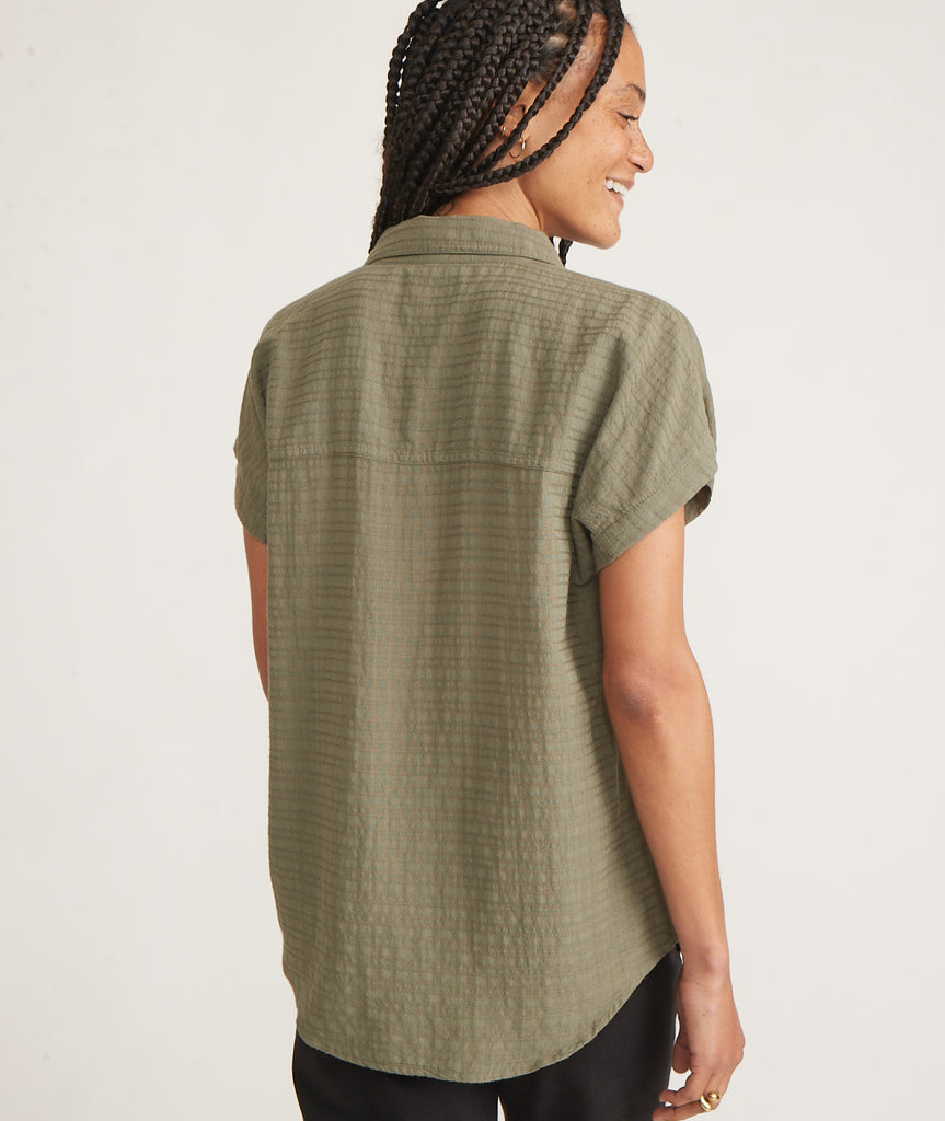 Olive Green Collared Neck Top Apex Ethical Boutique