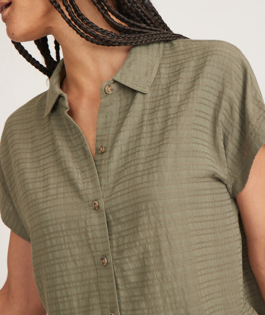 Olive Green Collared Neck Top Apex Ethical Boutique