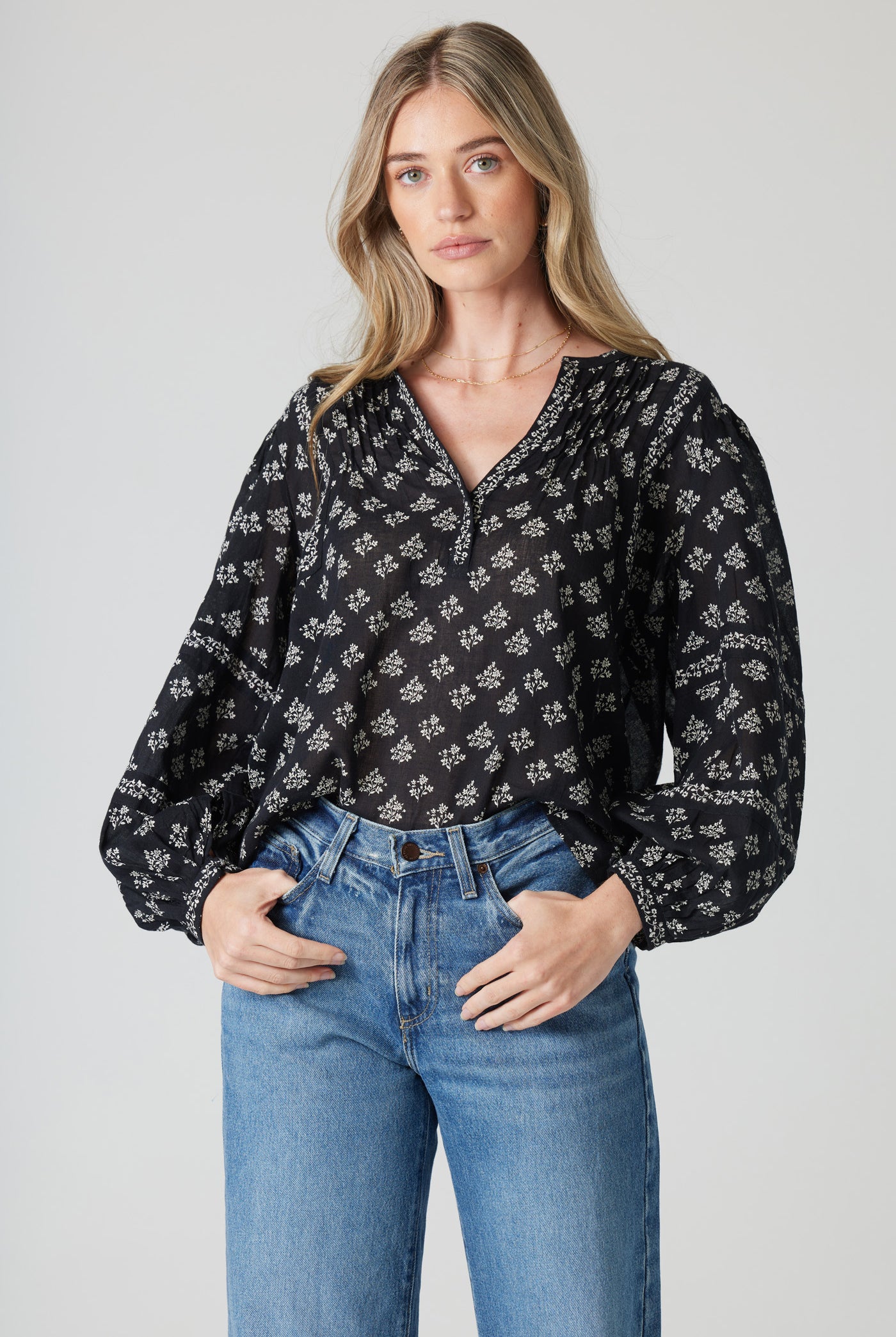 Printed Long Sleeve Top Apex Ethical Boutique