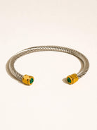 Rose & Lee Co Vail Green Stone Braided Bangle, Silver Bracelets