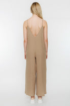 Light Brown Sleeveless Wide Leg Jumpsuit