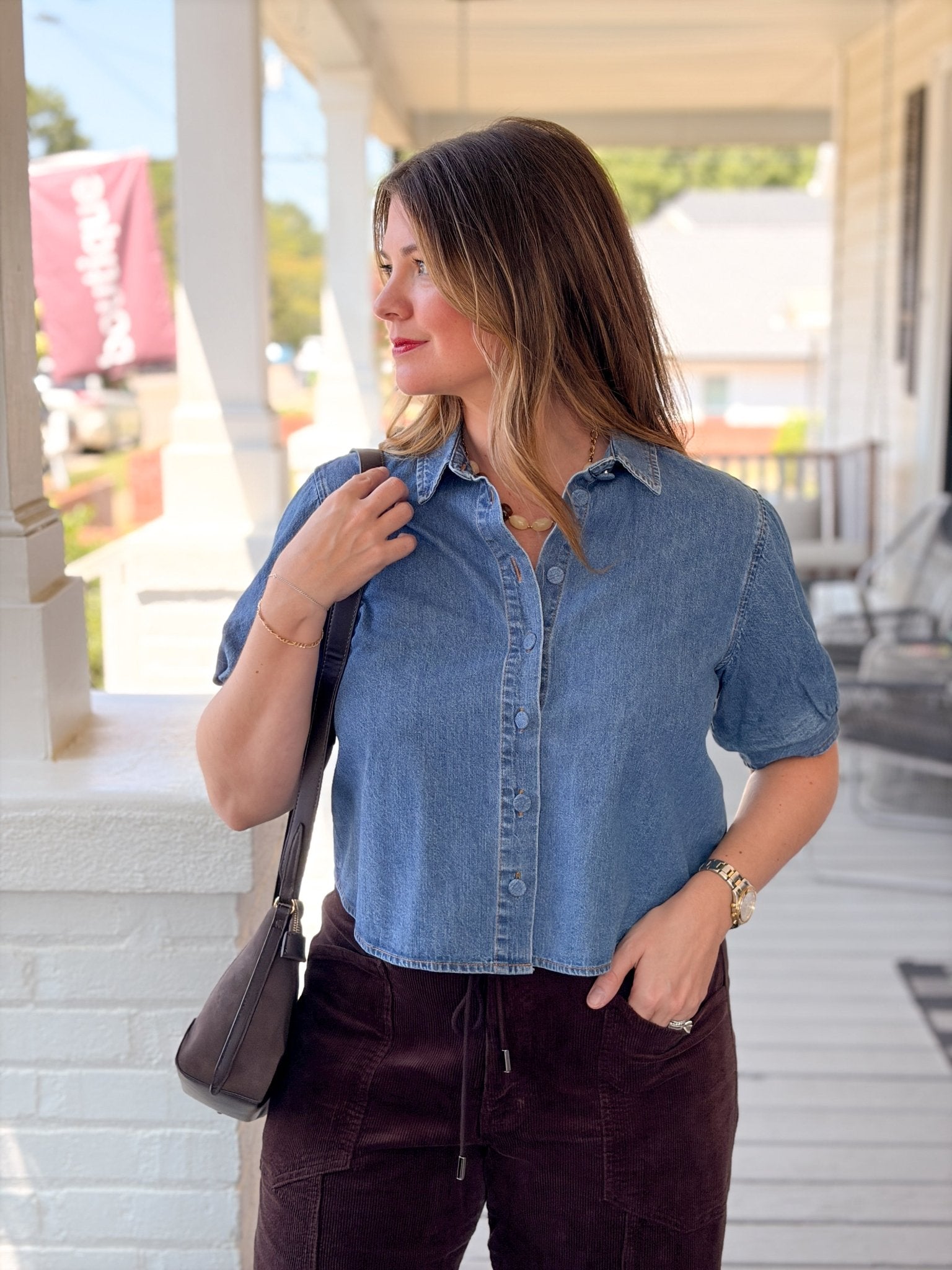 Rose & Lee Co Valerie Top, Vintage Havana short sleeve